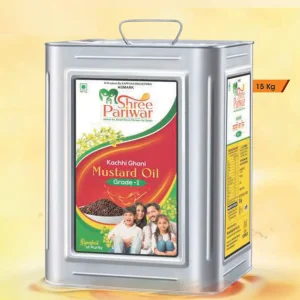 Home shree pariwar kachi ghani mustard oil – 15 kg tin (cold pressed & premium quality)